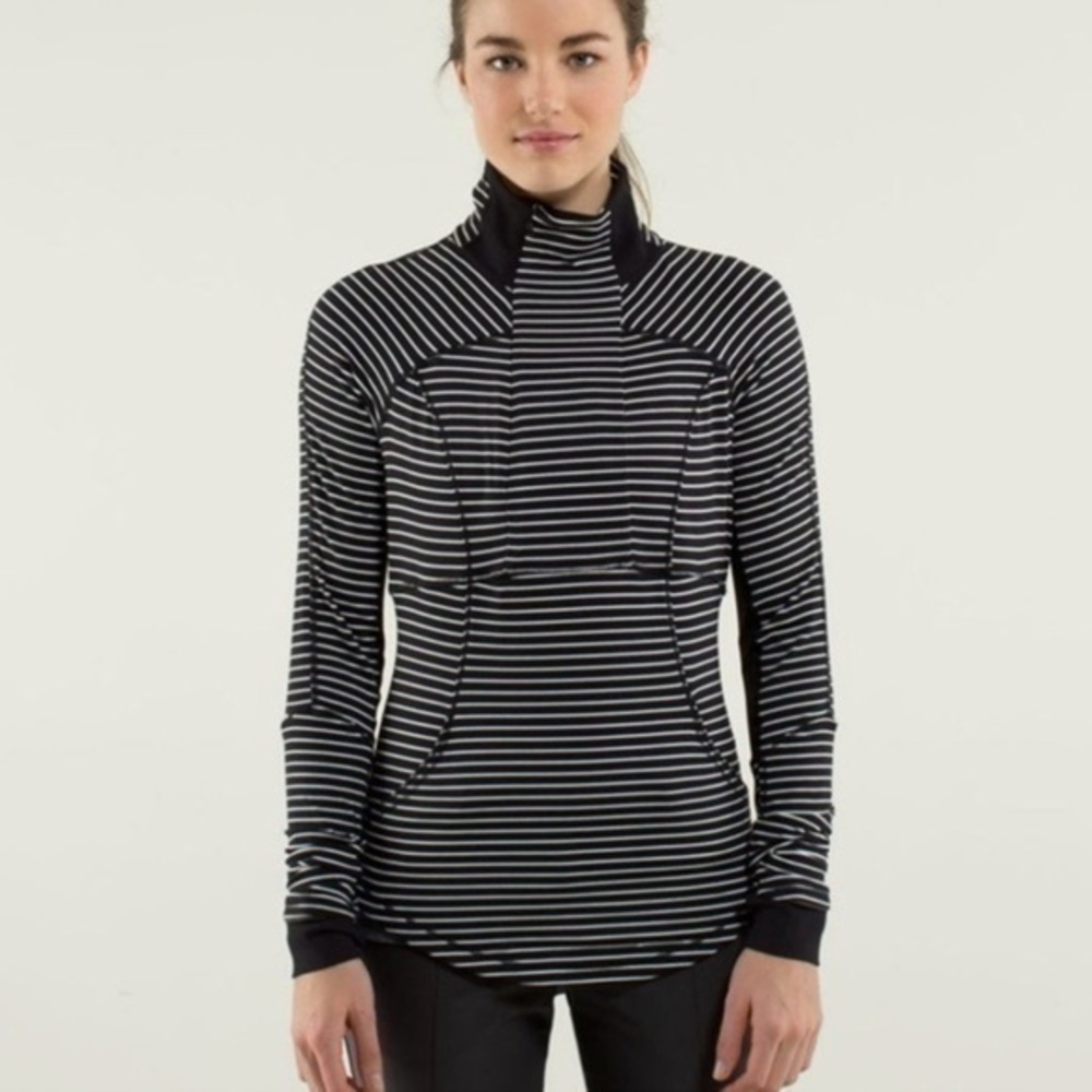 Lululemon Base Runner Striped Half Zip Pullover